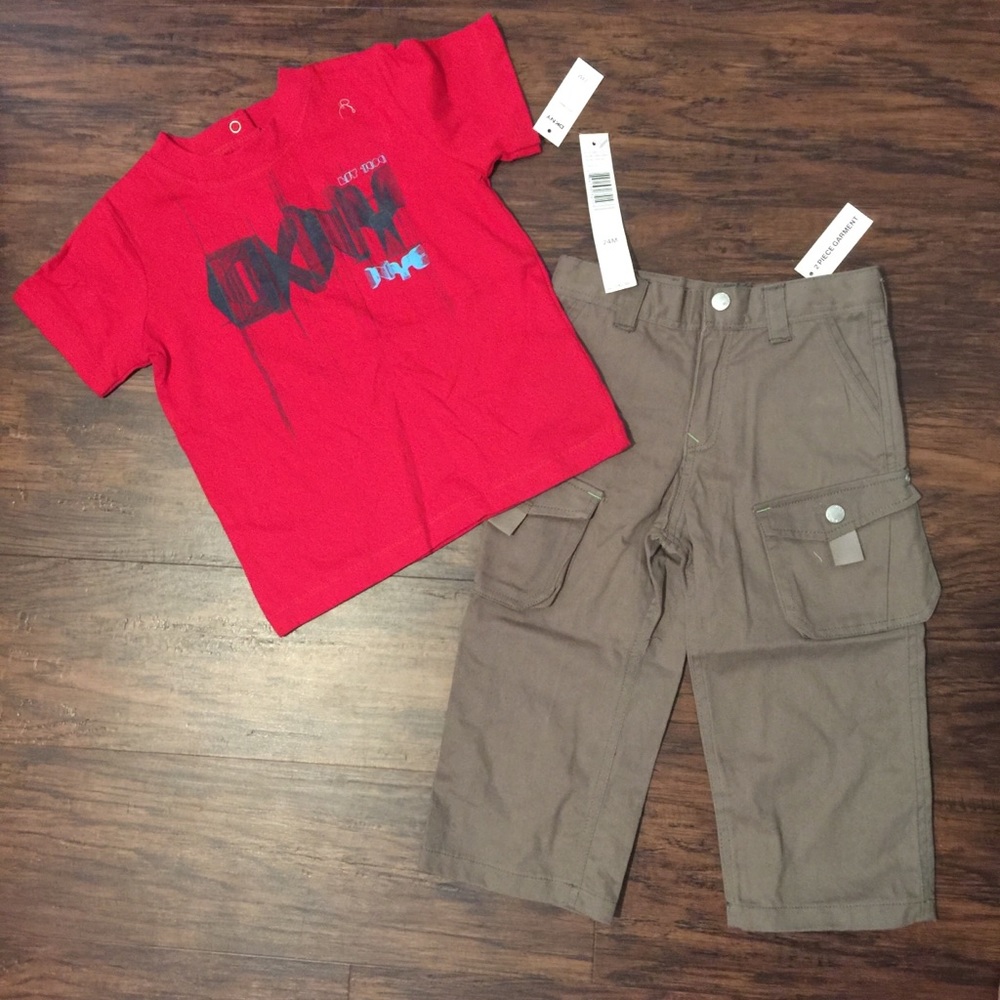 DKNY Boy’s Graphic Top and Cargo Pants Set 24M